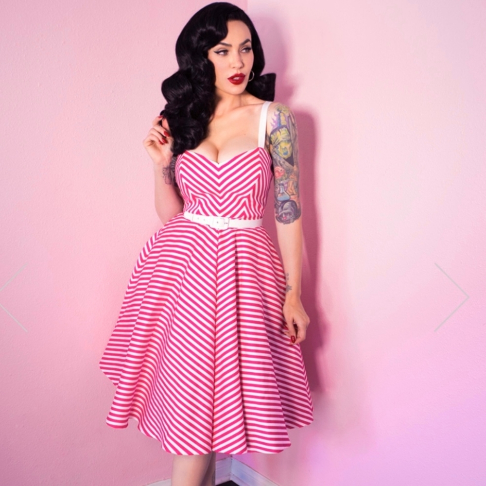 ISO Dollface Dress in Pink & White